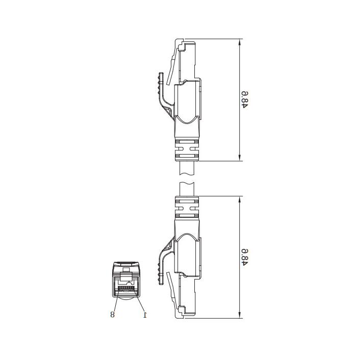 RJ45公头直型转RJ45公头直型、双端预铸PVC非柔性电缆、带屏蔽、白色护套、0C4445-XXX 